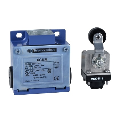 Telemecanique Sensors standschakelaar XCK-M - hefboom met rol - 1 NC + 1 NO XCKM115H29