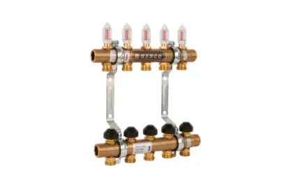 Henco UFH messing voorgemonteerde verdelerunit met debietmeters 4/4 - 9 x EK3/4 UFH-060509-MD