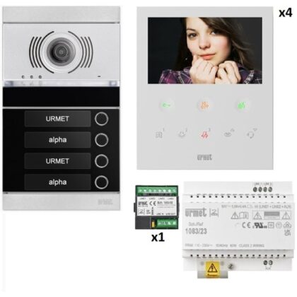 URMET Kit video 4 appartementen voorgeprogrammeerd 1783104VOG