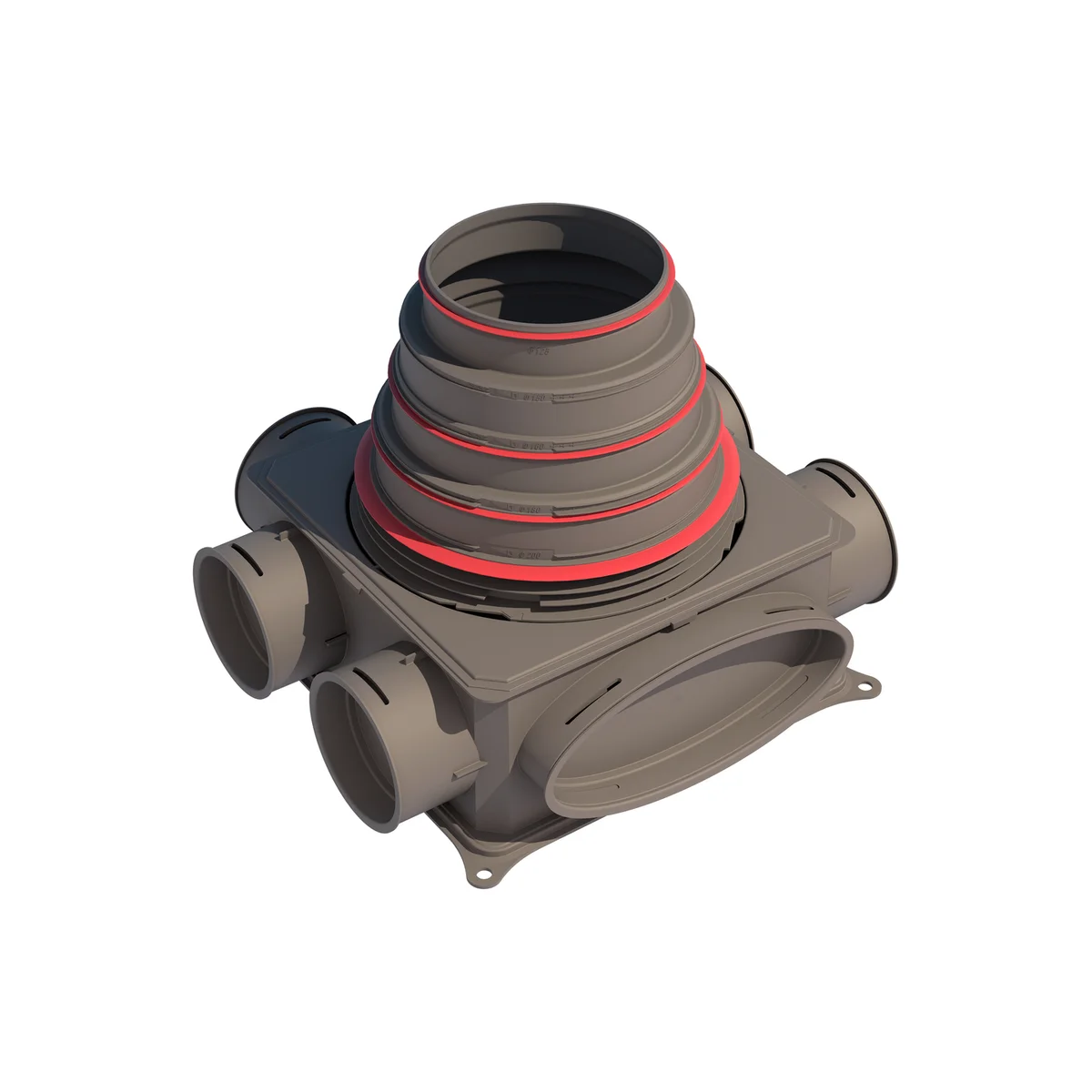 Ubbink Verdeelbox ventilatie Ubbink Air Excellent Ø200mm kunststof 200mmmm DB-reeks 0188960