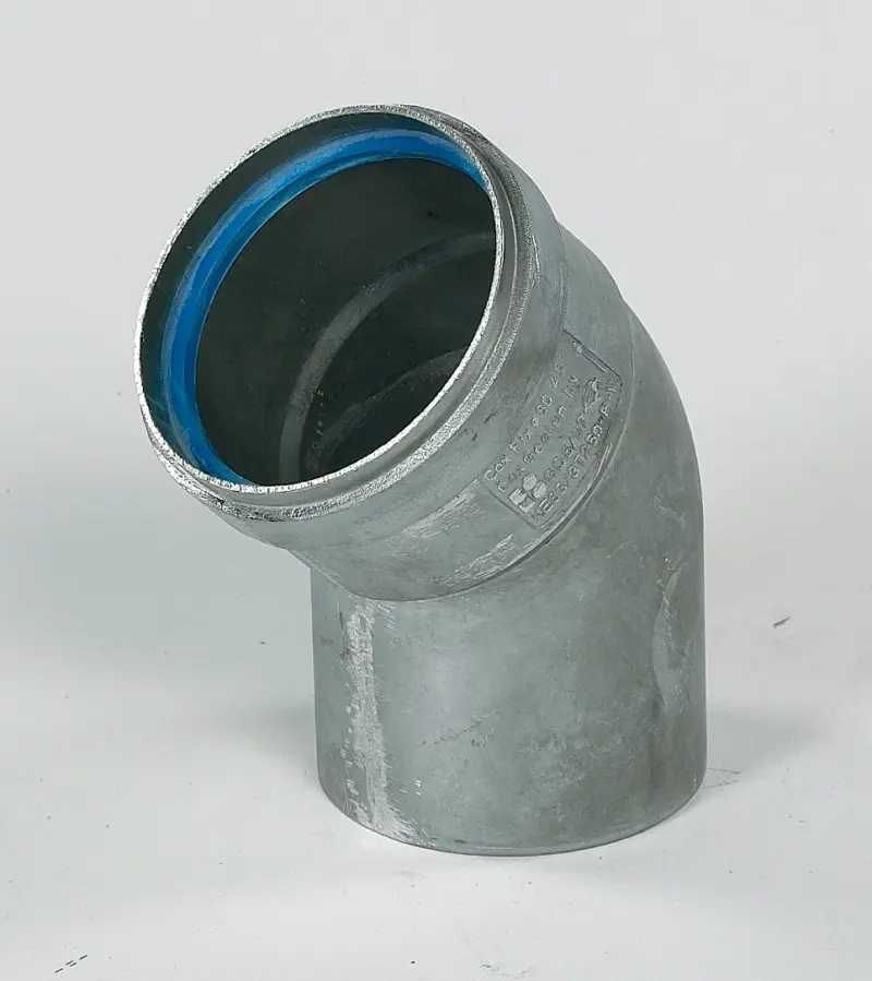 Ubbink Enkelwandige rookgasbocht Ubbink Rolux 4G 45° 80mmaluminium met lipring 0700159