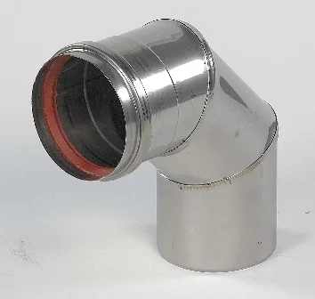 Ubbink Enkelwandige rookgasbocht Ubbink Rolux 4G 90° 100mminox met lipring 0701143
