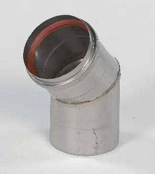 Ubbink Enkelwandige rookgasbocht Ubbink Rolux 4G 45° 80mm/80mm inox met lipring 0701149