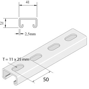 Unistrut Montageprofiel P3300T10X3