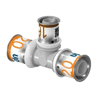 Uponor Persverloop-T kunststof 20/2.25x16/2x16/2mm FFF (drink)water Uponor S-Press PLUS PPSU 1039949