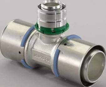 Uponor Persverloop-T messing 50/4.5x25/2.5x40/4mm FFF (drink)water Uponor MLC Press 1046924