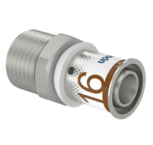 Uponor Persovergangsstuk messing 16/2mm x 1/2" M (drink)water Uponor S-Press PLUS 1070502