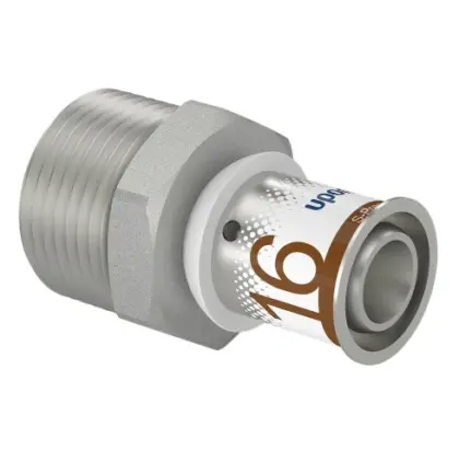 Uponor Persovergangsstuk messing 16/2mm x 3/4" M (drink)water Uponor S-Press PLUS 1070503