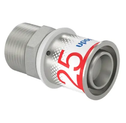 Uponor Persovergangsstuk messing 25/2.5mm x 3/4" M (drink)water Uponor S-Press PLUS 1070507