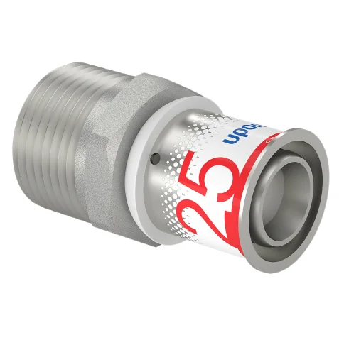 Uponor Persovergangsstuk messing 25/2.5mm x 1" M (drink)water Uponor S-Press PLUS 1070508