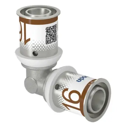 Uponor Persknie messing 16/2mm FF 90° (drink)water Uponor S-Press PLUS 1070523