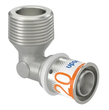 Uponor Persovergangsknie messing 20/2.25mm x 3/4" M 90° (drink)water Uponor S-Press PLUS 1070534