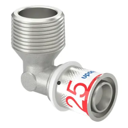 Uponor Persovergangsknie messing 25/2.5mm x 1" M 90° (drink)water Uponor S-Press PLUS 1070536