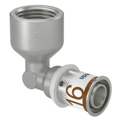Uponor Persovergangsknie messing 16/2mm x 1/2" F 90° (drink)water Uponor S-Press PLUS 1070539