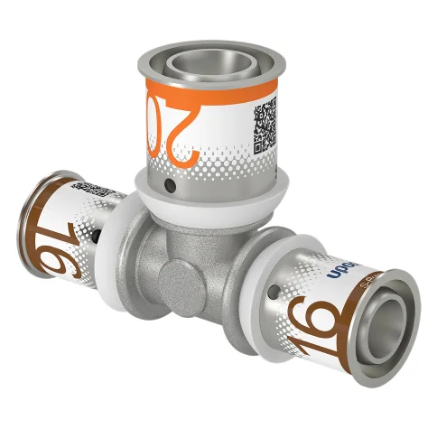 Uponor Persverloop-T messing 16/2x20/2.25x16/2mm FFF (drink)water Uponor S-Press PLUS 1070566