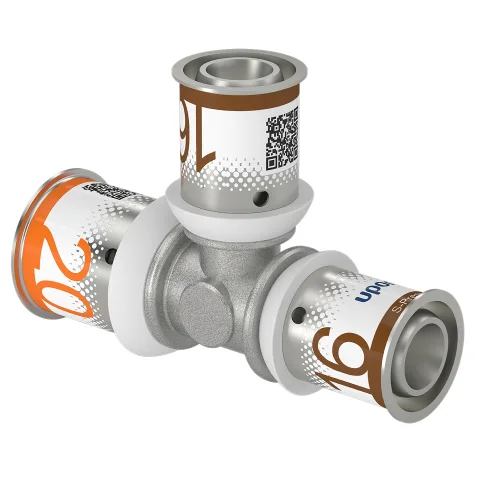 Uponor Persverloop-T messing 20/2.25x16/2x16/2mm FFF (drink)water Uponor S-Press PLUS 1070567