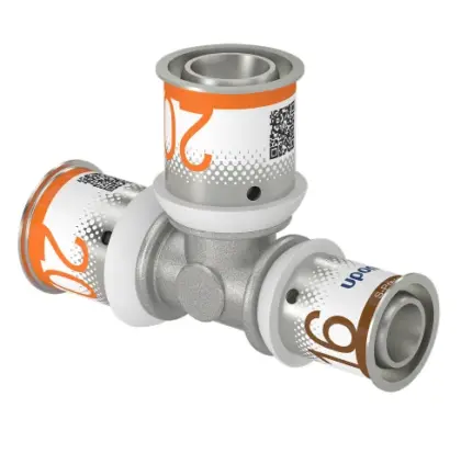 Uponor Persverloop-T messing 20/2.25x20/2.25x16/2mm FFF (drink)water Uponor S-Press PLUS 1070569