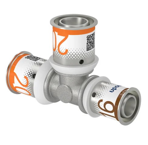 Uponor Persverloop-T messing 20/2.25x20/2.25x16/2mm FFF (drink)water Uponor S-Press PLUS 1070569
