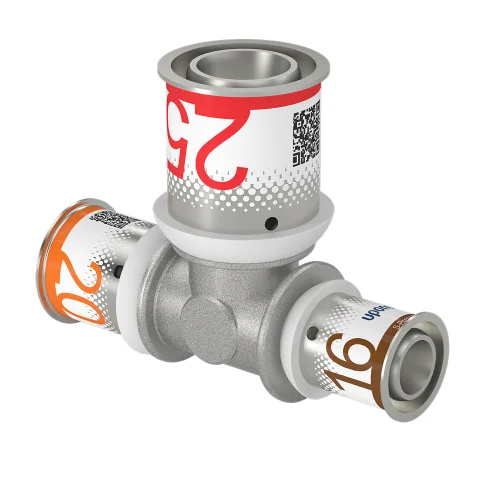Uponor Persverloop-T messing 20/2.25x25/2.5x16/2mm FFF (drink)water Uponor S-Press PLUS 1070570