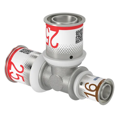 Uponor Persverloop-T messing 25/2.5x25/2.5x16/2mm FFF (drink)water Uponor S-Press PLUS 1070578