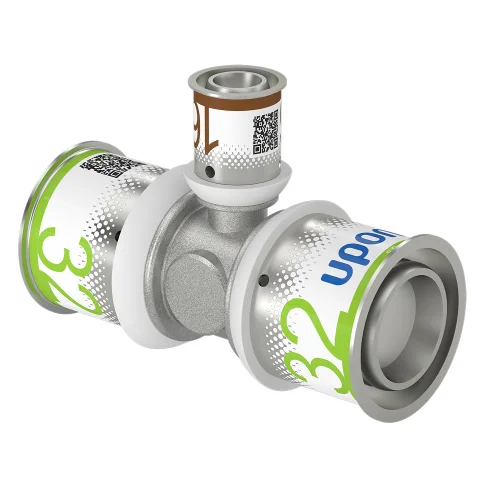 Uponor Persverloop-T messing 32/3x16/2x32/3mm FFF (drink)water Uponor S-Press PLUS 1070580