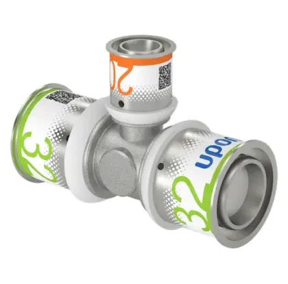 Uponor Persverloop-T messing 32/3x20/2.25x32/3mm FFF (drink)water Uponor S-Press PLUS 1070581