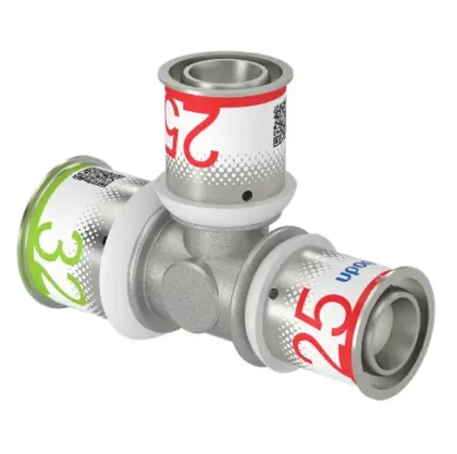 Uponor Persverloop-T messing 32/3x25/2.5x25/2.5mm FFF (drink)water Uponor S-Press PLUS 1070582