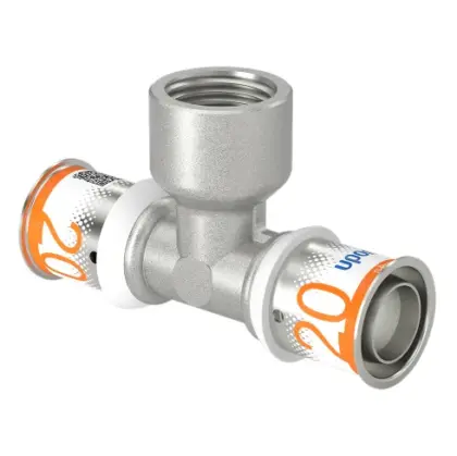 Uponor Persovergangs-T-stuk messing 20/2.25 x 1/2" x 20/2.25 F (drink)water Uponor S-Press PLUS 1070596