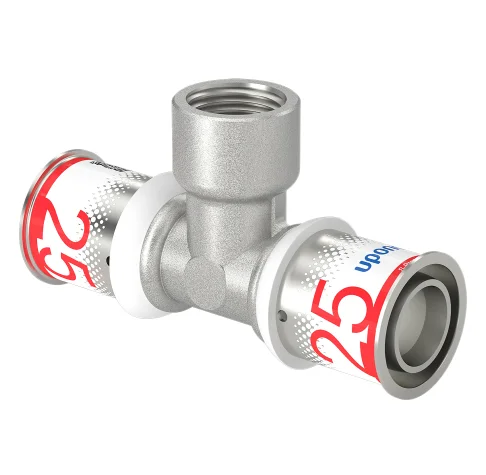 Uponor Persovergangs-T-stuk messing 25/2.5 x 1/2" x 25/2.5 F (drink)water Uponor S-Press PLUS 1070598