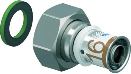 Uponor Persaansluitkoppeling messing 16/2mm x 3/4" FF (drink)water Uponor S-Press PLUS 1070603
