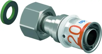 Uponor Persaansluitkoppeling messing 20/2.25mm x 1/2" FF (drink)water Uponor S-Press PLUS 1070604