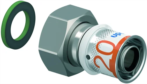 Uponor Persaansluitkoppeling messing 20/2.25mm x 3/4" FF (drink)water Uponor S-Press PLUS 1070605
