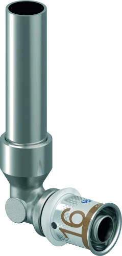 Uponor Persovergangsknie messing L=150mm 16/2mm x 15mm koperen buis 90° (drink)water Uponor S-Press PLUS 1070650