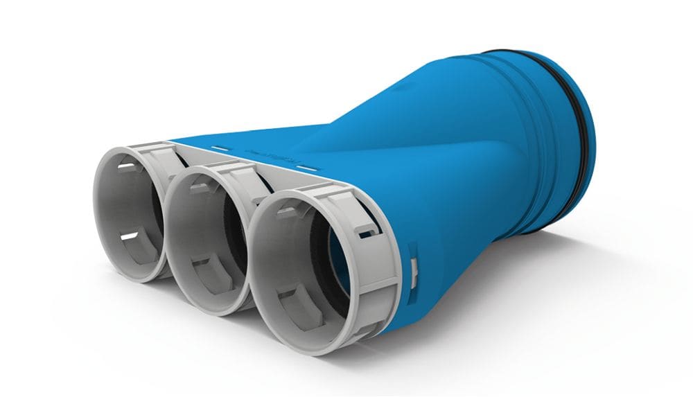 VENT-AXIA UNIFLEXPLUS+ VOS 125 69 Verloop Ø125 naar Uniflex+ 3xØ69 inc. 2 afdichtdeksels** 2005000469