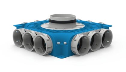 VENT-AXIA UNIFLEXPLUS+ VTVGS 69 125 Instortverdeler 12xØ69 zijaansl. Tuit Ø125mm** 2005000486