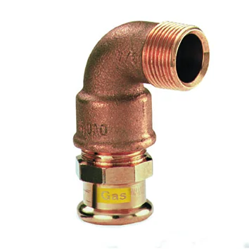 VSH Pers-3-delige kniekoppeling brons 15 x 1/2" M gas VSH XPress Koper Gas G6096G 4804756