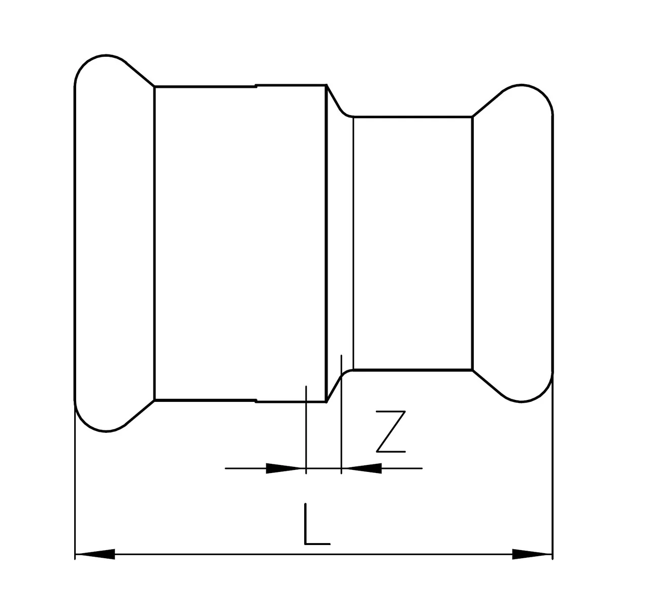 VSH Persverloopmof staal 28x22mm FF verwarming VSH XPress Staalverzinkt C1439 6201131