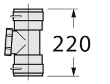 Vaillant T-stuk aansluit. 80mm met inspectieluik alu/pp condensketels vaillant 303511