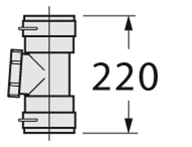 Vaillant T-stuk aansluit. 80mm met inspectieluik alu/pp condensketels vaillant 303511