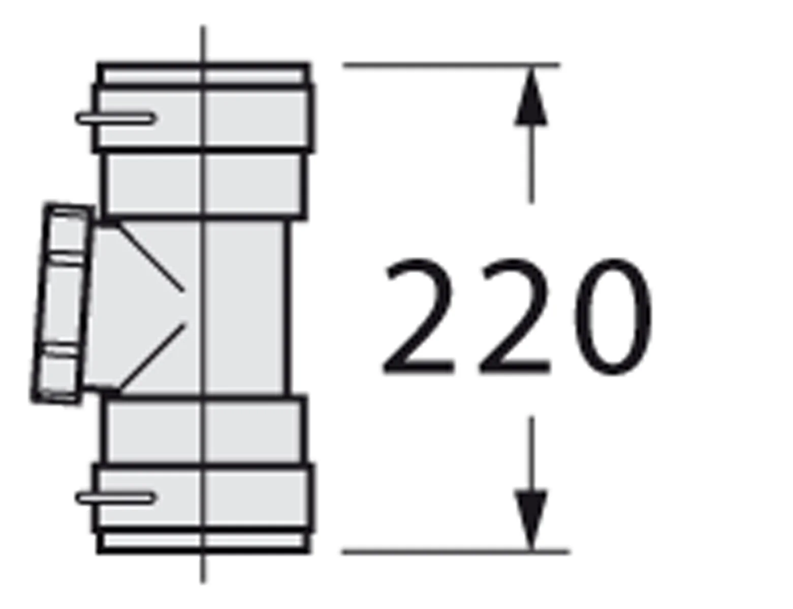 Vaillant T-stuk aansluit. 80mm met inspectieluik alu/pp condensketels vaillant 303511