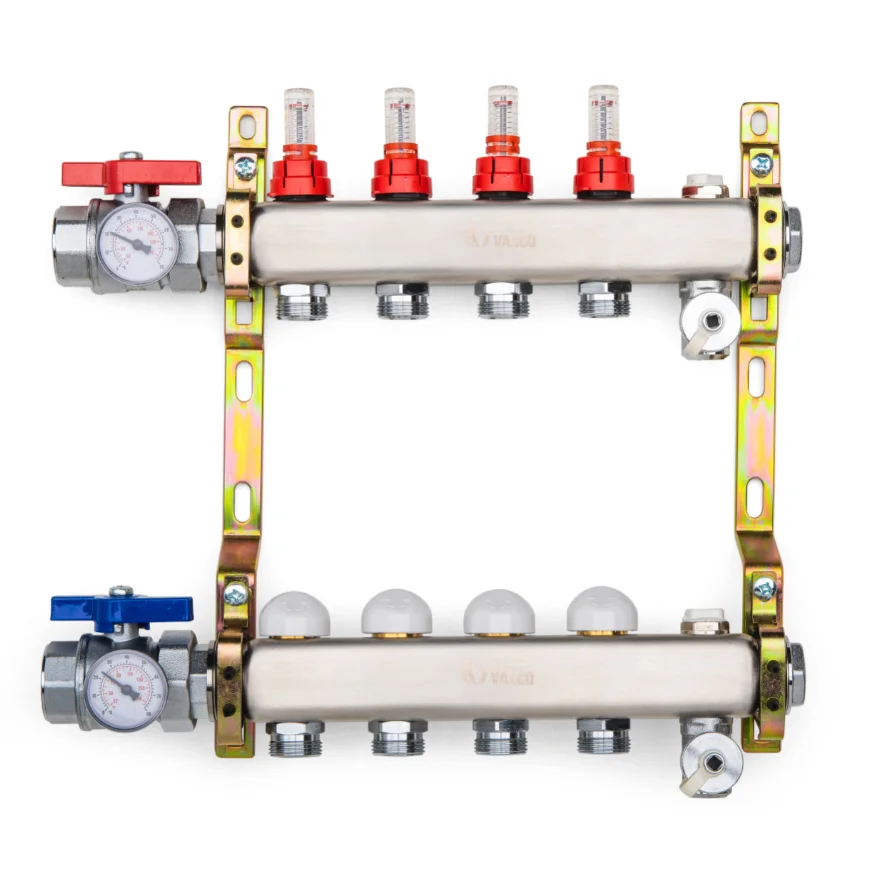 Vasco Collector voor verwarmings-/koelsysteem inox Vasco 1" + 9met ontluchting