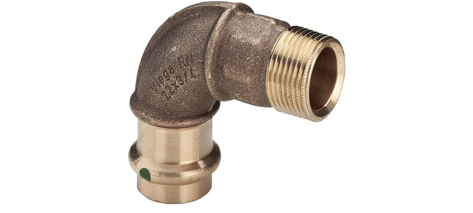 Viega Persovergangsbocht brons 15mm x 1/2" M 90° (drink)water Viega Profipress Koper 2214 112950