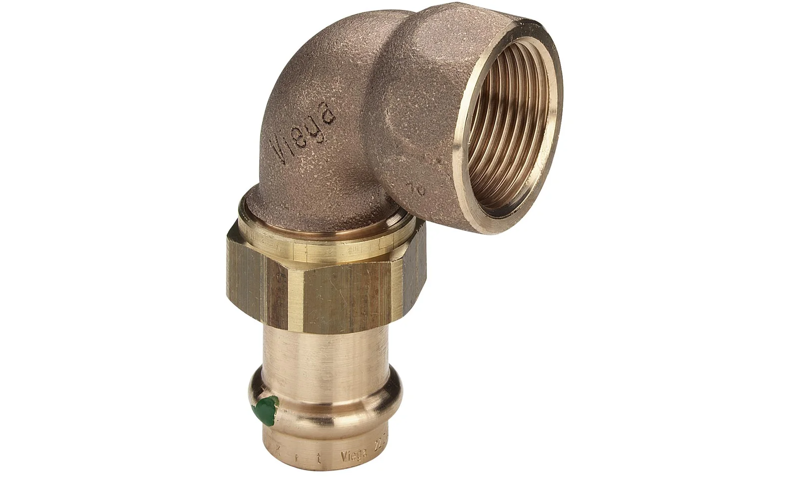 Viega Pers-3-delige kniekoppeling brons 22 x 3/4" F (drink)water Viega Profipress Koper 2255 122614