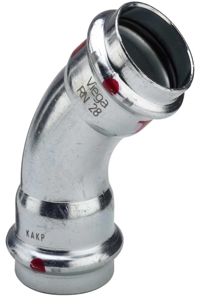 Viega Persbocht staal 28mm FF 45° verwarming Viega Prestabo 1126 558291