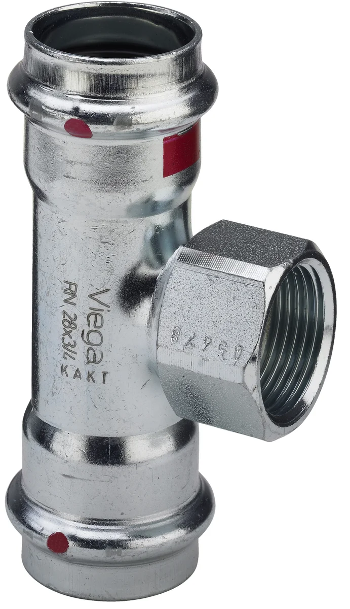 Viega Persovergangs-T-stuk staal 35 x 1/2" x 35F verwarming Viega Prestabo 1117.2 558932