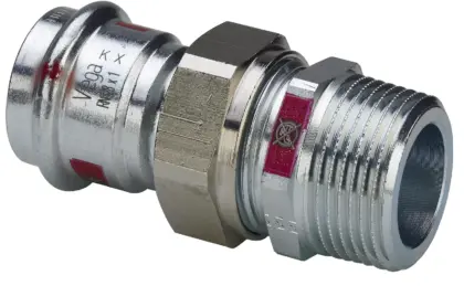 Viega Pers-3-delige koppeling staal 22 x 3/4" M verwarming Viega Prestabo 1165 559250
