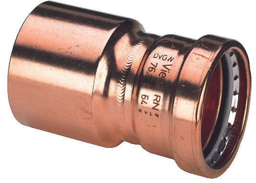 Viega Persverloopstuk koper 76.1x64mm MF (drink)water Viega Profipress Koper 2415.1XL 587505