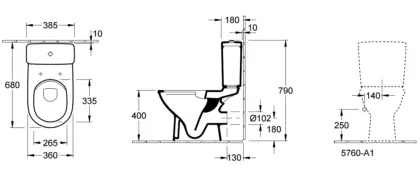 Villeroy & Boch Staande wc Villeroy & Boch O.novo diep spoelrand 36x67x wit uitlaat horizontaal (PK) 5661T301