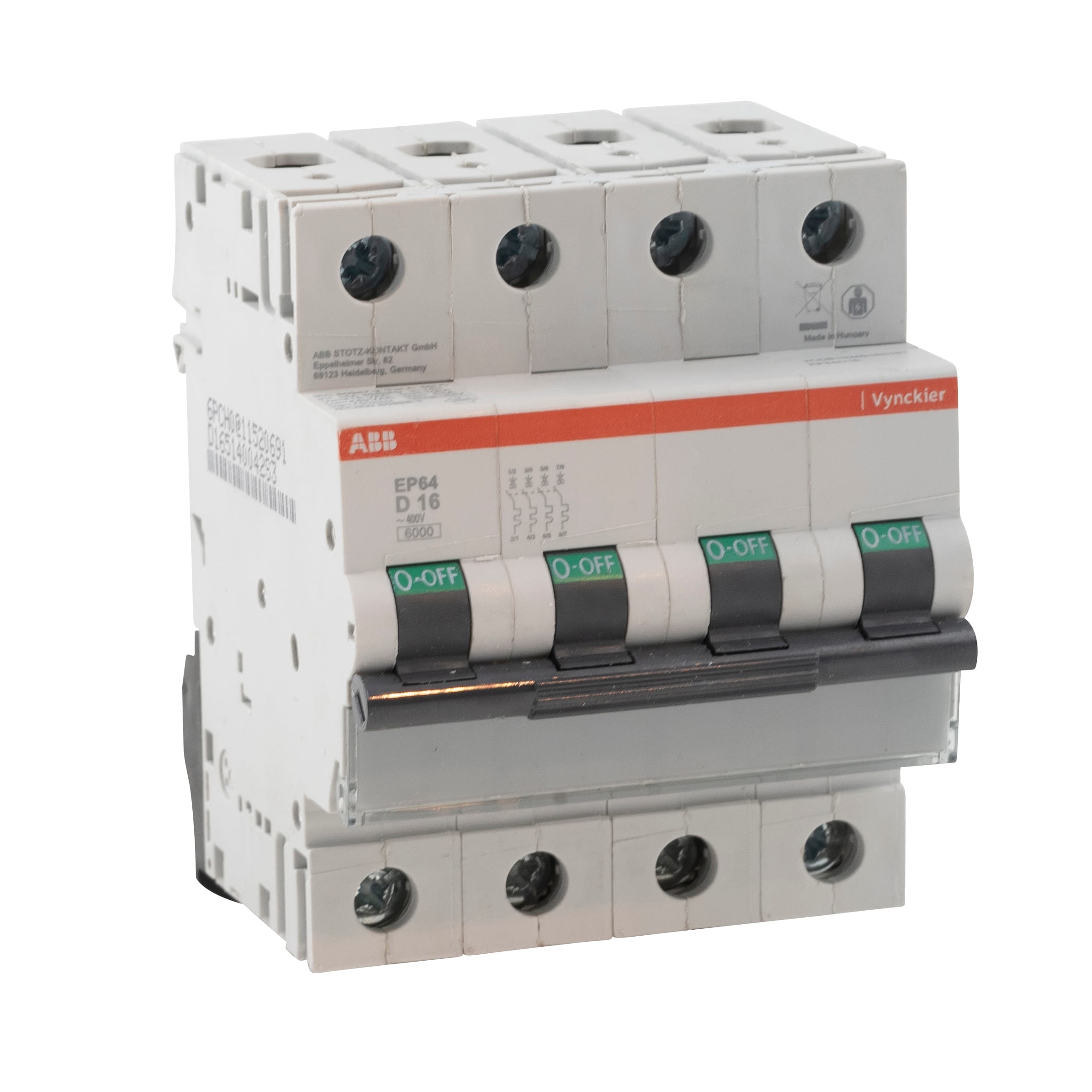 Vynckier (ABB) EP60 automaat 6kA 4P D 50A 2CDB102401R0501