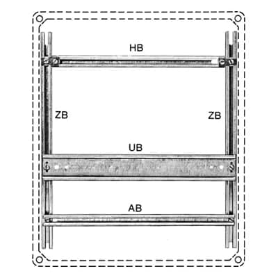Vynckier (ABB) APO Toebehoren voor polyester kast Draagrail L 250 DIN 4TBO890820C0100